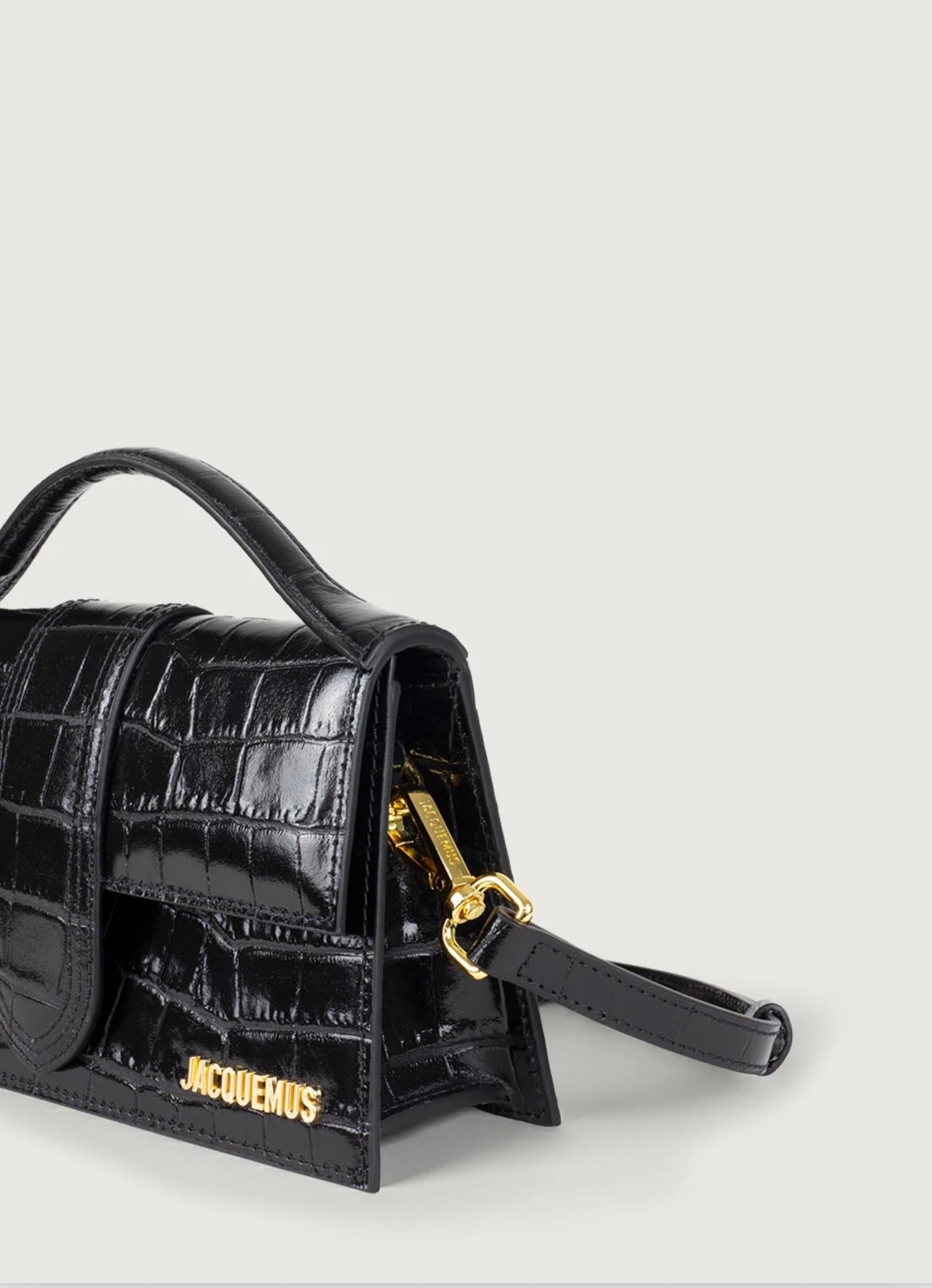 Jacquemus Grand Bambino Croco Black