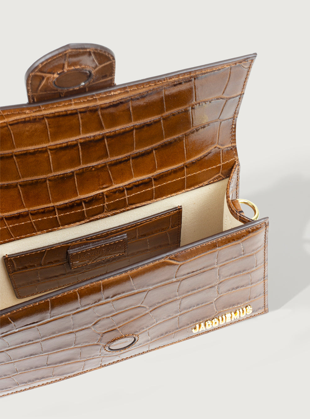 Jacquemus Grand Bambino Croco Light Brown