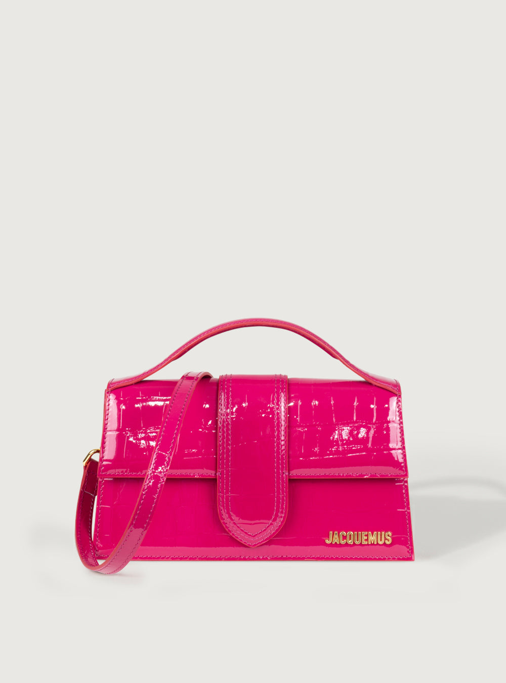Jacquemus Grand Bambino Croco Fucsia