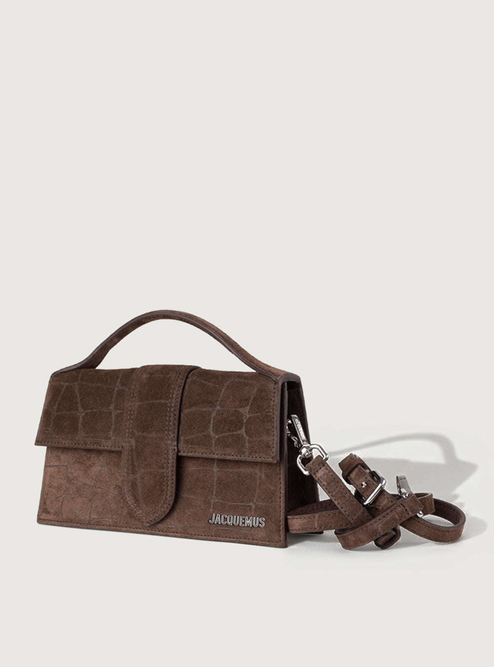 Jacquemus Grand Bambino Croco Soft Brown