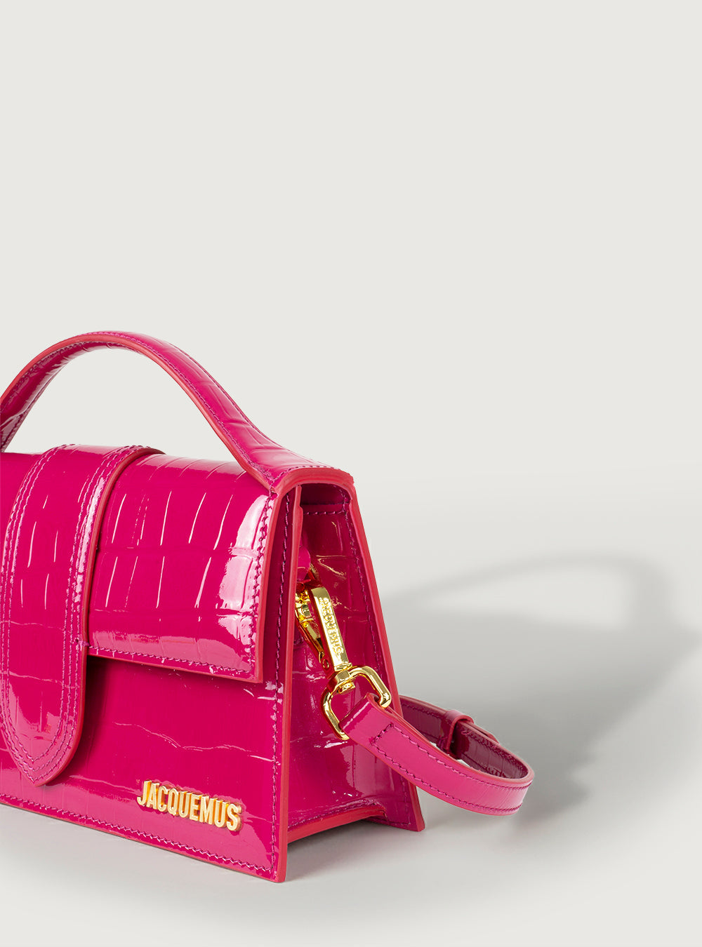 Jacquemus Grand Bambino Croco Fucsia