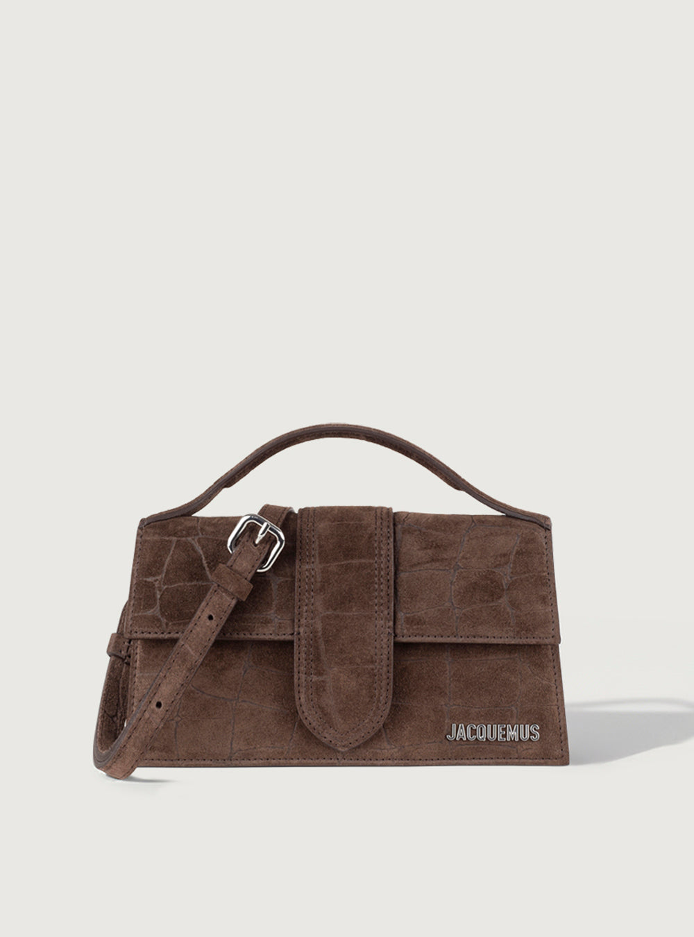 Jacquemus Grand Bambino Croco Soft Brown