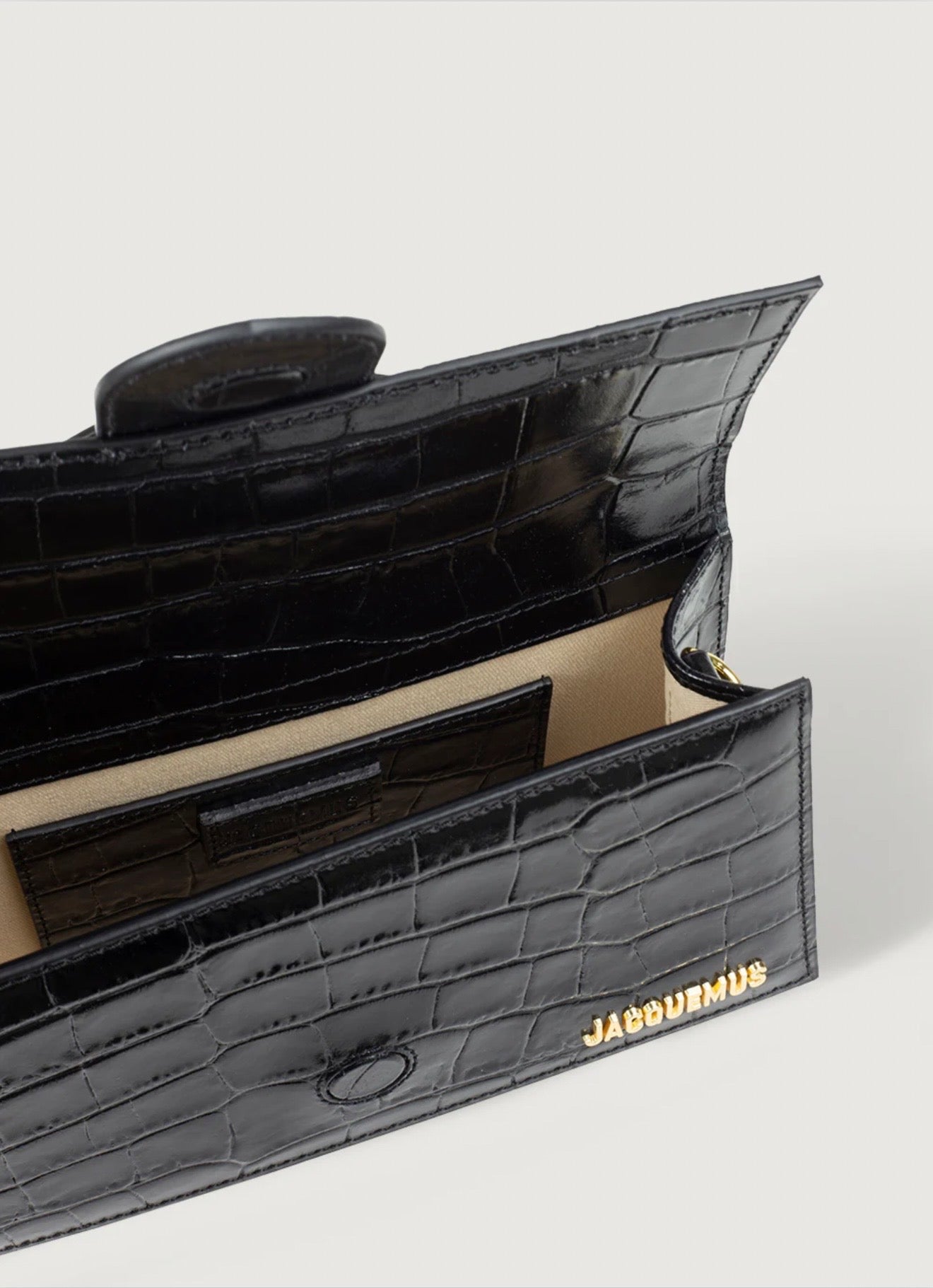 Jacquemus Grand Bambino Croco Black