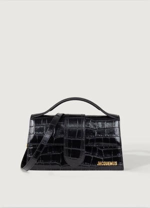 Jacquemus Grand Bambino Croco Black