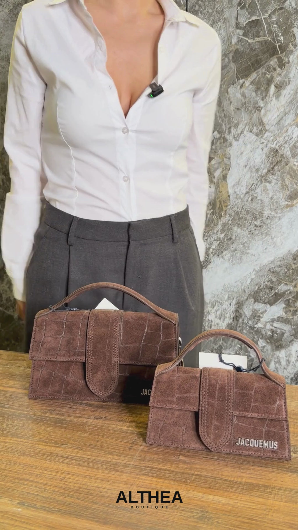 Jacquemus Grand Bambino Croco Soft Brown