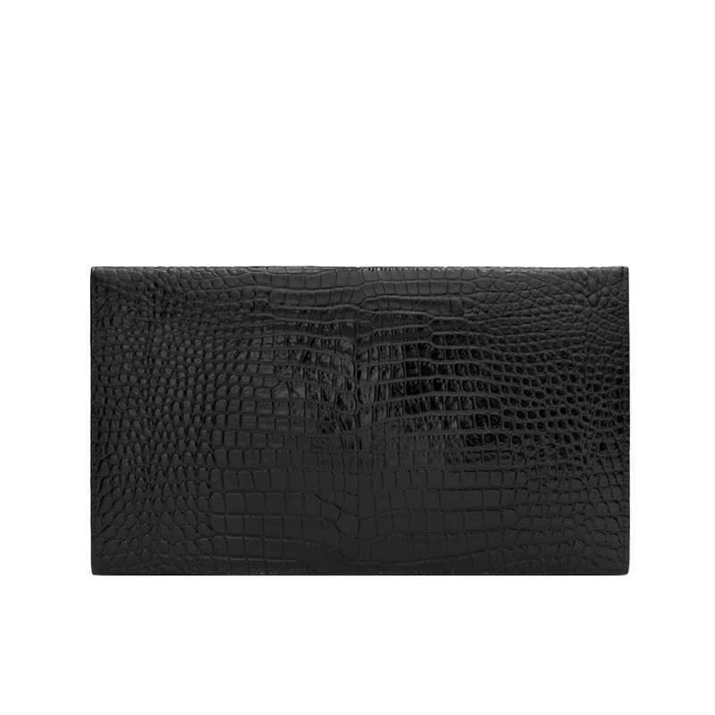 Pochette Uptown Shiny Embossed Crocodile Leather "Gold"